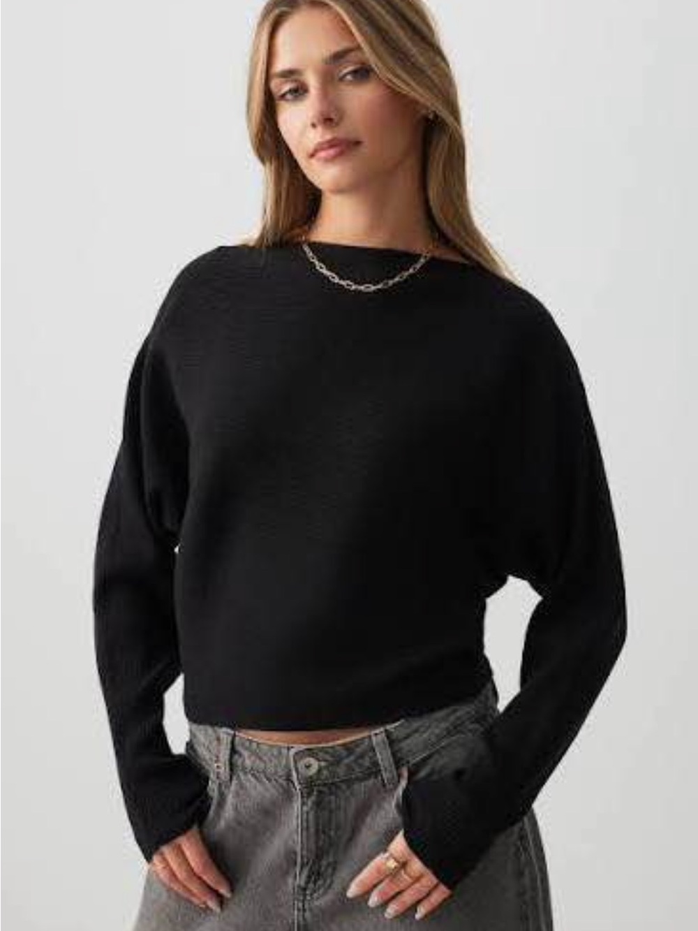 Ardene Black Crewneck Sweater - Relaxed Fit